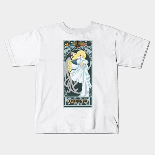 Odette - art nouveau - Swan Princess Kids T-Shirt by captainlaserbeam